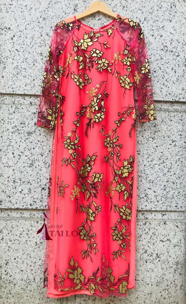 Áo Dài Bà Sui Hồng Ren MS37
