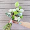 Bó hoa sen trắng mix hồng kem dâu đám cưới V6
