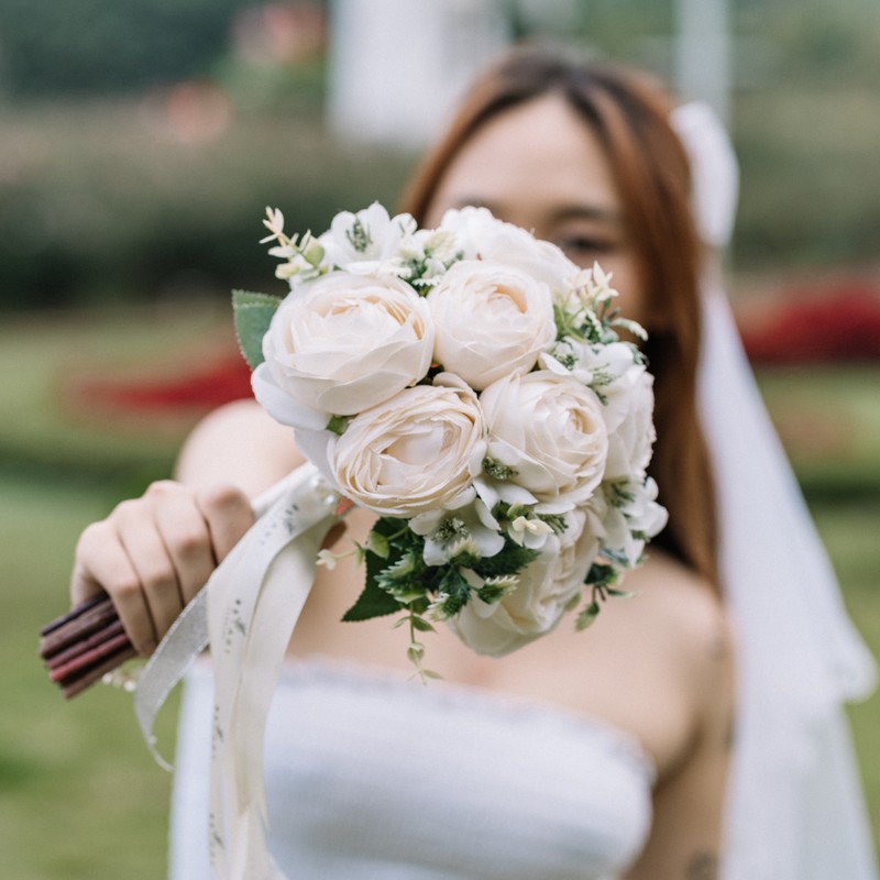 Bó hoa mao lương kết hợp hoa baby