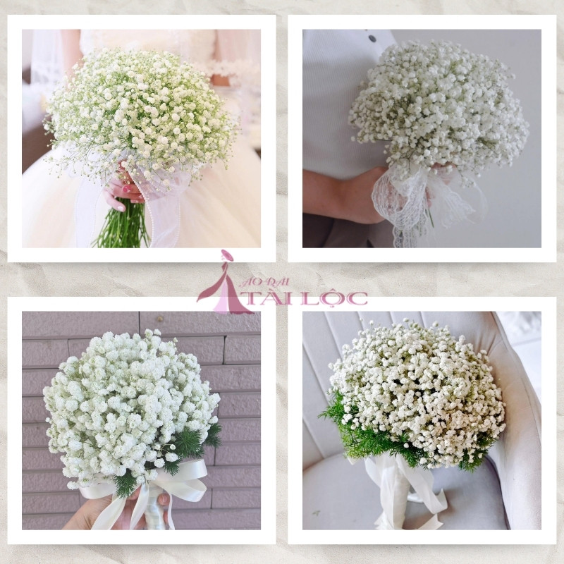 Hoa cưới bông bi trắng