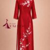 Áo Dài Bà Sui đỏ đô lụa Ruby-DD381