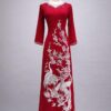 Áo dài bà sui đỏ lụa mango-DC391