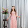 Áo dài bà sui hồng kim tuyến-H375