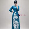 Áo dài bà sui xanh lụa mango-x393