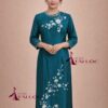 Áo dài bà sui xanh coban lụa Ruby-X377