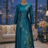 Áo dài bà sui xanh lụa ruby- XL398